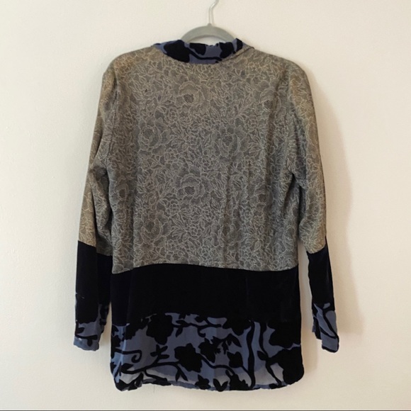 CITRON Blouse Button tunic Lace velvet Black S - Picture 2 of 4